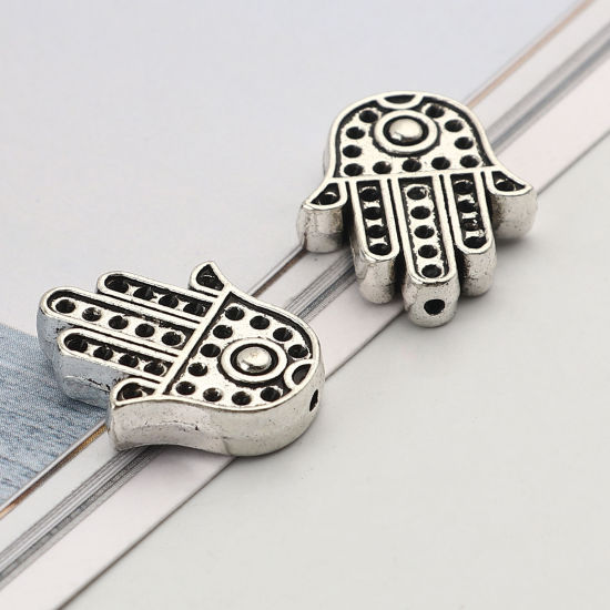 Imagen de Zamak Religión Cuentas Palma Plata Antigua (Apta ss4 Rhinestone) Aprox 20mm x 16mm, Agujero: Aprox 1.4mm, 20 Unidades