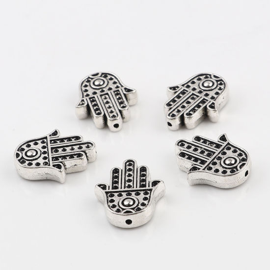 Imagen de Zamak Religión Cuentas Palma Plata Antigua (Apta ss4 Rhinestone) Aprox 20mm x 16mm, Agujero: Aprox 1.4mm, 20 Unidades