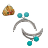 Picture of Iron Based Alloy Kiss Clasp Lock Purse Frame Arch Silver Tone Green Blue Acrylic Ball 8.6x7.5cm(3 3/8" x3"), Open Size: 14.5x8.6cm(5 6/8"x3 3/8"), 1 Piece