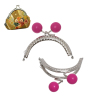 Picture of Iron Based Alloy Kiss Clasp Lock Purse Frame Arch Silver Tone Fuchsia Acrylic Ball 8.6x7.5cm(3 3/8" x3"), Open Size: 14.5x8.6cm(5 6/8"x3 3/8"), 1 Piece