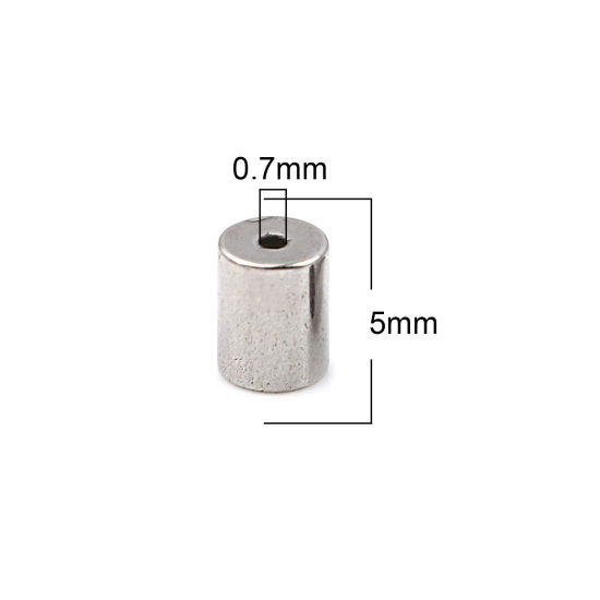 Imagen de Acero Inoxidable Tapa Final Cilíndrico Tono de Plata (Ajusta 3mm Cuerda) 5mm x 4mm, 10 Unidades