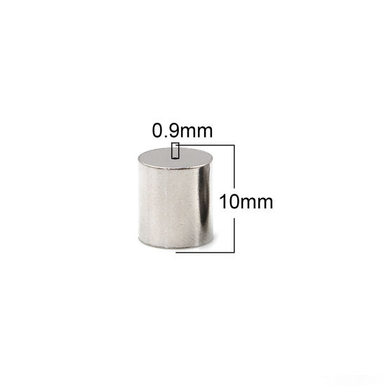 Imagen de Acero Inoxidable Tapa Final Cilíndrico Tono de Plata (Ajusta 8mm Cuerda) 10mm x 9mm, 10 Unidades