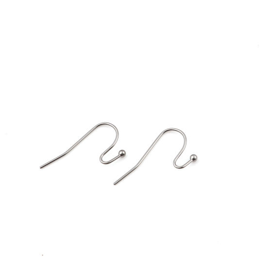 Bild von 304 Edelstahl Ohrhaken-Ohrringe für DIY-Schmuckherstellungszubehör S-Form Silberfarbe 22mm x 12mm, Drahtstärke: (21 gauge), 50 Stück