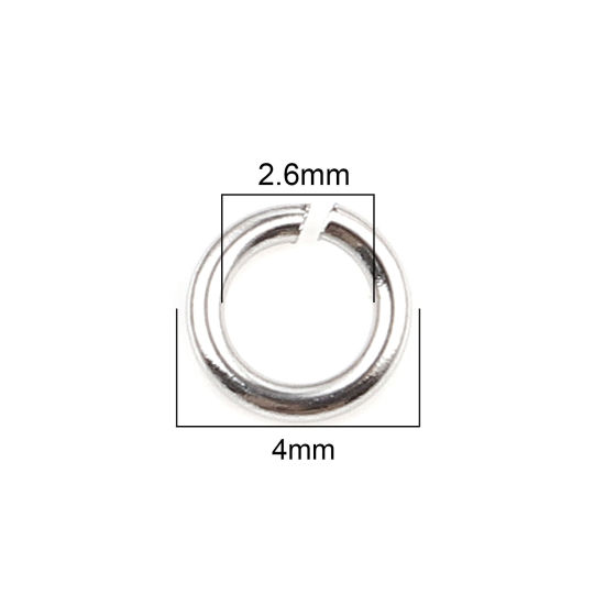 Изображение 0.7мм Нержавеющая Сталь открыто Колечки Круглые Серебряный Тон 4мм Диаметр, 100 ШТ