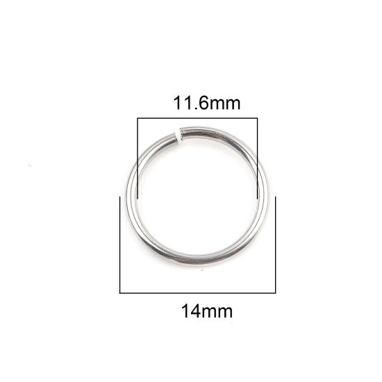 Изображение 1.2мм Нержавеющая Сталь открыто Колечки Круглые Серебряный Тон 14мм Диаметр, 100 ШТ