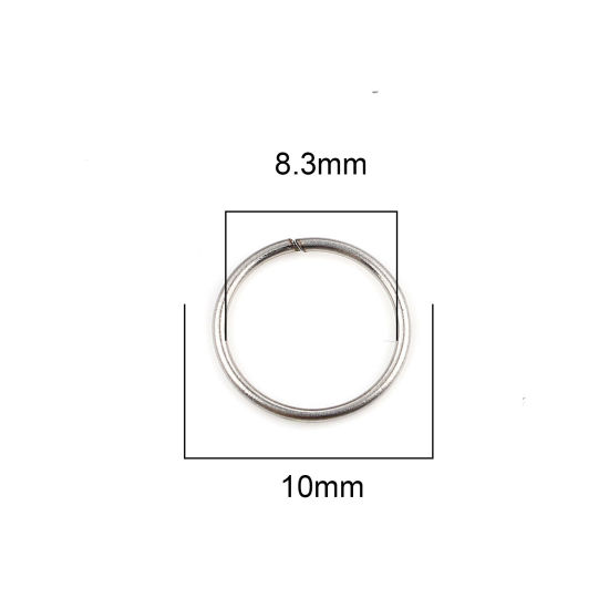Изображение 0.8мм Нержавеющая Сталь открыто Колечки Круглые Серебряный Тон 10мм Диаметр, 100 ШТ