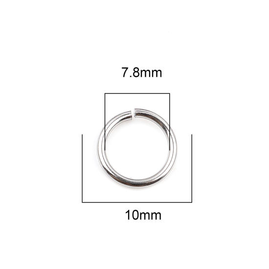 Изображение 1.2мм Нержавеющая Сталь открыто Колечки Круглые Серебряный Тон 10мм Диаметр, 100 ШТ