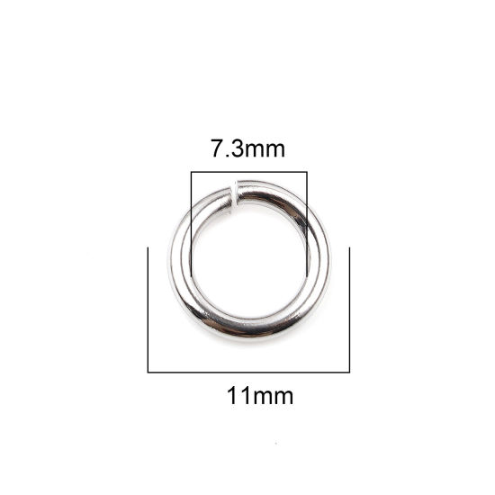 Изображение 1.8мм Нержавеющая Сталь открыто Колечки Круглые Серебряный Тон 11мм Диаметр, 100 ШТ