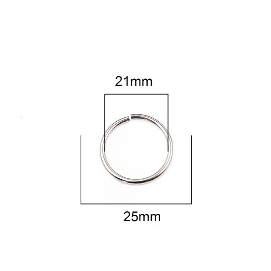 Изображение 2мм Нержавеющая Сталь открыто Колечки Круглые Серебряный Тон 25мм Диаметр, 100 ШТ