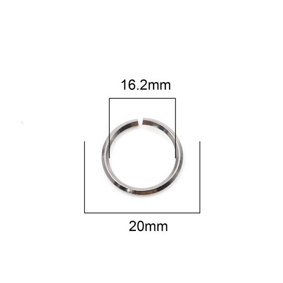 Изображение 2мм Нержавеющая Сталь открыто Колечки Круглые Серебряный Тон 20мм Диаметр, 100 ШТ