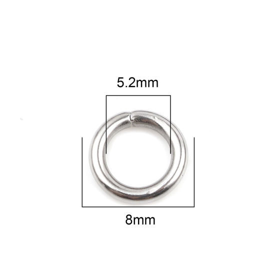 Изображение 1.5мм Нержавеющая Сталь открыто Колечки Круглые Серебряный Тон 8мм Диаметр, 100 ШТ