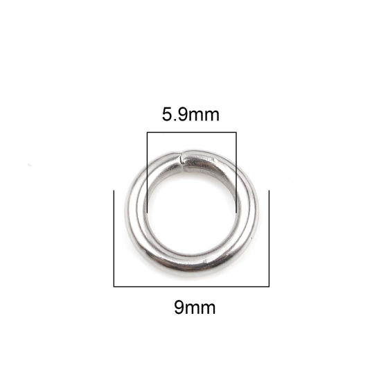 Изображение 1.5мм Нержавеющая Сталь открыто Колечки Круглые Серебряный Тон 9мм Диаметр, 100 ШТ