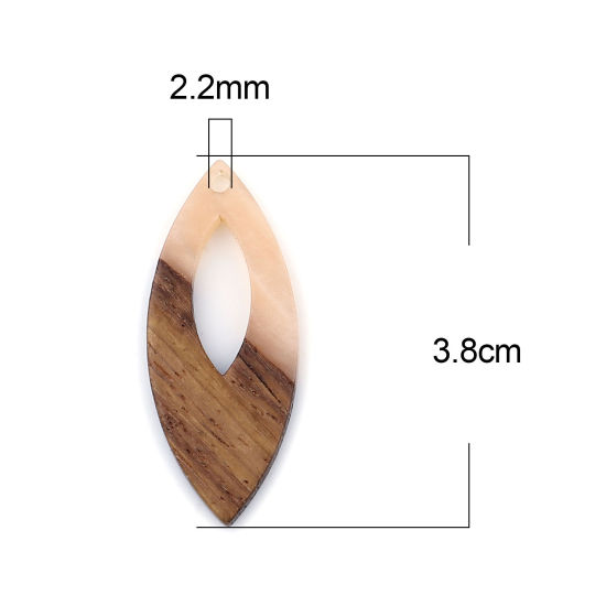 Immagine di Legno & Resina Charm Resina Effetto Legno Ciondoli Olive Arancione Rosa 3.8cm x 1.6cm, 3 Pz