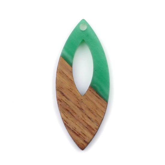 Immagine di Legno & Resina Charm Resina Effetto Legno Ciondoli Olive Verde 3.8cm x 1.6cm, 3 Pz