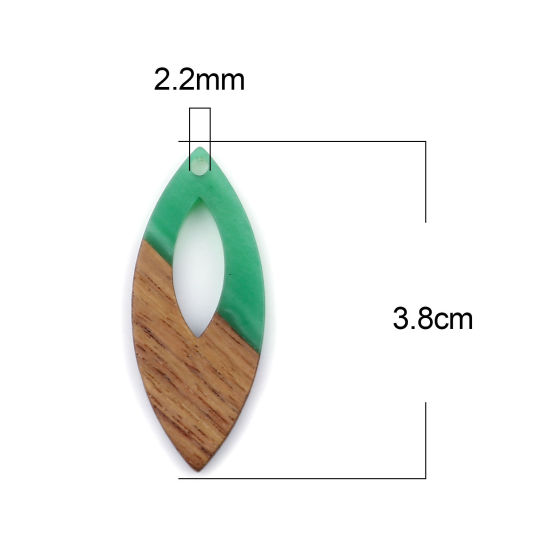 Immagine di Legno & Resina Charm Resina Effetto Legno Ciondoli Olive Verde 3.8cm x 1.6cm, 3 Pz