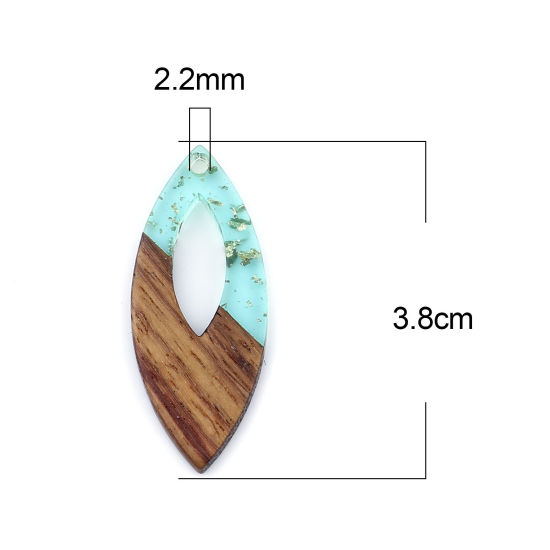Immagine di Legno & Resina Charm Resina Effetto Legno Ciondoli Olive Verde Stagnola 3.8cm x 1.6cm, 3 Pz