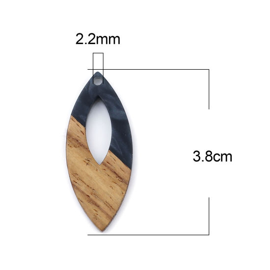 Immagine di Legno & Resina Charm Resina Effetto Legno Ciondoli Olive Grigio Nero 3.8cm x 1.6cm, 3 Pz