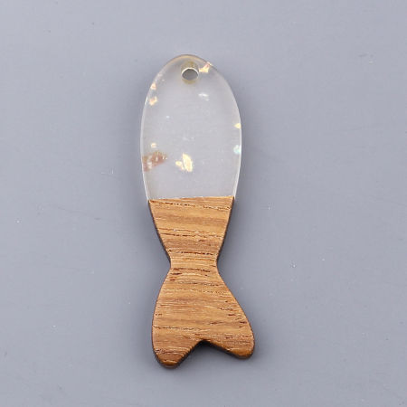 Picture of Resin & Wood Wood Effect Resin Pendants Fish Animal Natural Foil 3.7cm x 1.2cm, 3 PCs