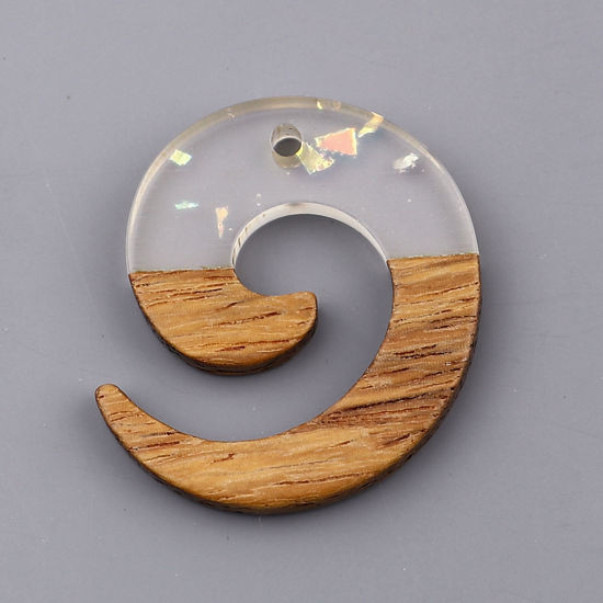 Immagine di Legno & Resina Charm Resina Effetto Legno Charms Turbine Naturale Stagnola 28mm x 24mm, 3 Pz
