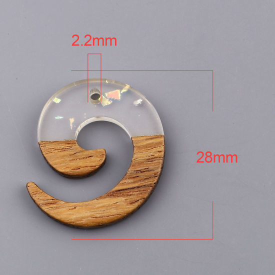 Immagine di Legno & Resina Charm Resina Effetto Legno Charms Turbine Naturale Stagnola 28mm x 24mm, 3 Pz