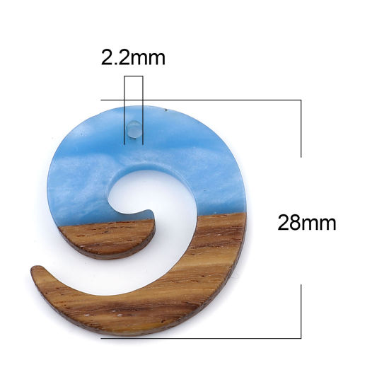 Immagine di Legno & Resina Charm Resina Effetto Legno Charms Turbine Blu 28mm x 24mm, 3 Pz