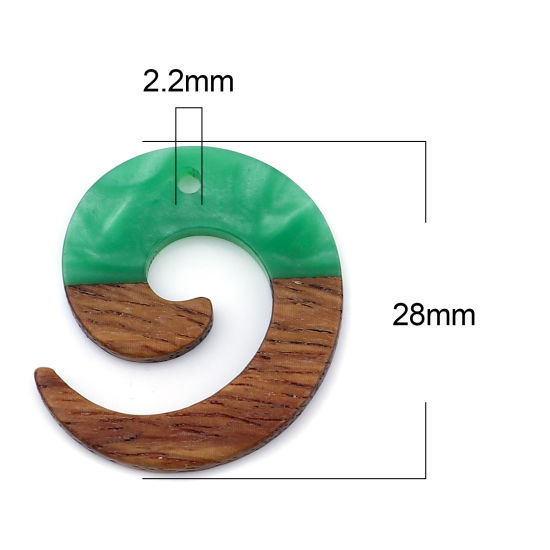 Immagine di Legno & Resina Charm Resina Effetto Legno Charms Turbine Verde 28mm x 24mm, 3 Pz