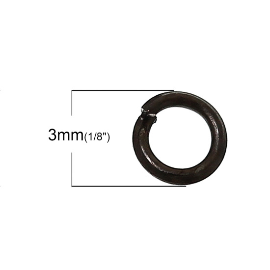 Immagine di 5000 Pz 3mm Dia, 0.5mm(24 misura) Lega di Ferro Aperto Stile Anello di Salto Pistola Nera Tondo
