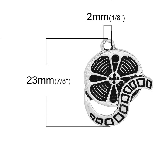 Picture of Zinc Metal Alloy Charms Movie Reel Antique Silver Color 23mm( 7/8") x 18mm( 6/8"), 10 PCs