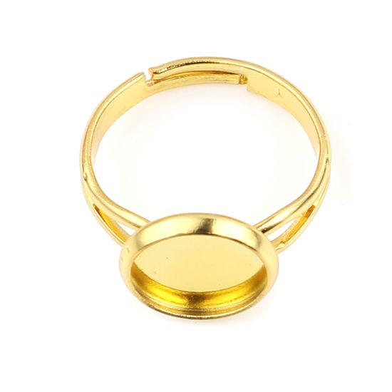 真鍮 カボションセッティング リング 指輪 円形 金メッキ 台座付 (適応サイズ: 10mm） 17.3mm（日本サイズ約14号）、 10 個                                                                                                                                                                                        の画像