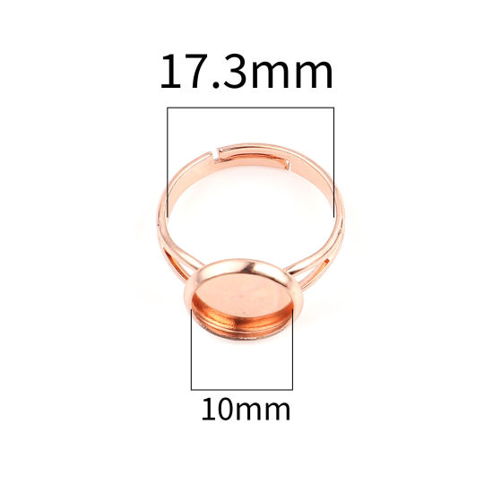 真鍮 カボションセッティング リング 指輪 円形 ローズゴールド 台座付 (適応サイズ: 10mm） 17.3mm（日本サイズ約14号）、 10 個                                                                                                                                                                                     の画像