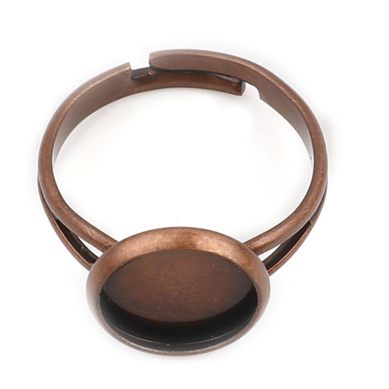 真鍮 カボションセッティング リング 指輪 円形 赤銅色 台座付 (適応サイズ: 10mm） 17.3mm（日本サイズ約14号）、 10 個                                                                                                                                                                                         の画像