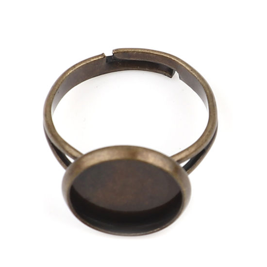 真鍮 カボションセッティング リング 指輪 円形 真鍮古美 台座付 (適応サイズ: 12mm） 17.3mm（日本サイズ約14号）、 10 個                                                                                                                                                                                        の画像