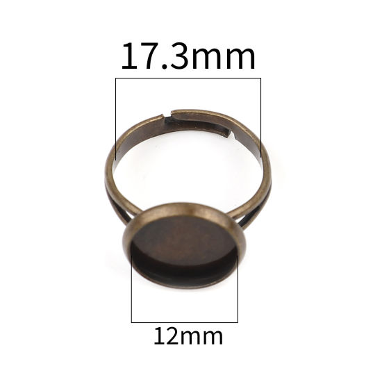 Bild von Messing Cabochon Fassung Ring Rund Bronzefarbe Cabochon Fassung (Für 12mm) 17.3mm（US Größe:7), 10 Stück                                                                                                                                                       
