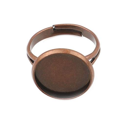 Bild von Messing Cabochon Fassung Ring Rund RotMessingfarbe Cabochon Fassung (Für 14mm) 17.3mm（US Größe:7), 10 Stück                                                                                                                                                   