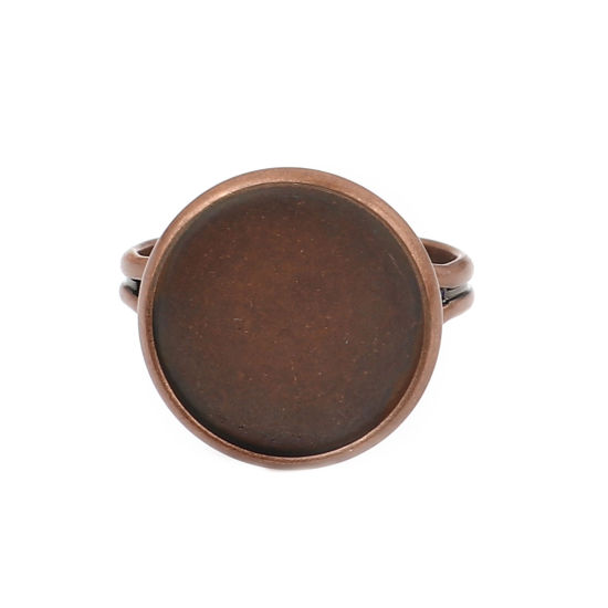 真鍮 カボションセッティング リング 指輪 円形 赤銅色 台座付 (適応サイズ: 14mm） 17.3mm（日本サイズ約14号）、 10 個                                                                                                                                                                                         の画像