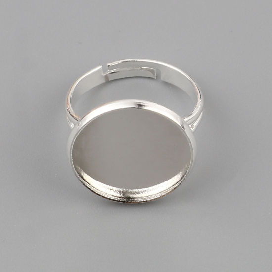 Bild von Messing Cabochon Fassung Ring Rund Versilbert Cabochon Fassung (Für 16mm) 17.3mm（US Größe:7), 10 Stück                                                                                                                                                        