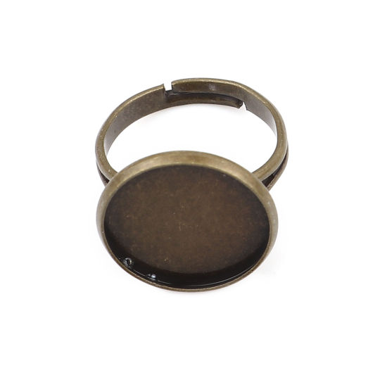Bild von Messing Cabochon Fassung Ring Rund Bronzefarbe Cabochon Fassung (Für 16mm) 17.3mm（US Größe:7), 10 Stück                                                                                                                                                       