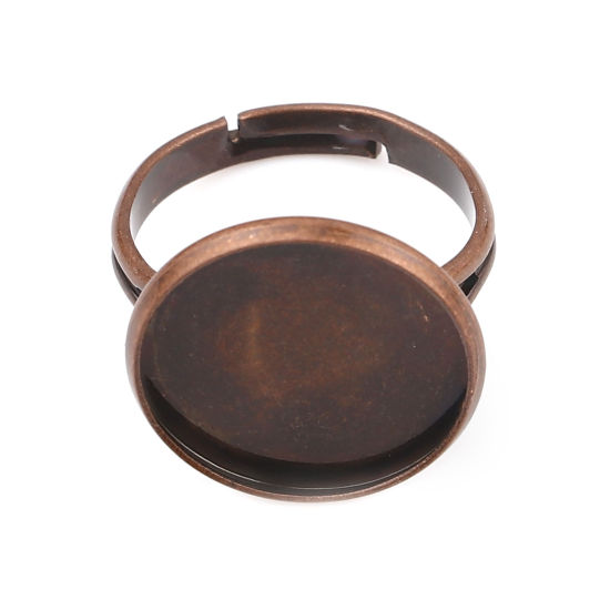 真鍮 カボションセッティング リング 指輪 円形 赤銅色 台座付 (適応サイズ: 16mm） 17.3mm（日本サイズ約14号）、 10 個                                                                                                                                                                                         の画像