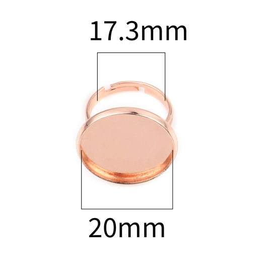 真鍮 カボションセッティング リング 指輪 円形 ローズゴールド 台座付 (適応サイズ: 20mm） 17.3mm（日本サイズ約14号）、 10 個                                                                                                                                                                                     の画像