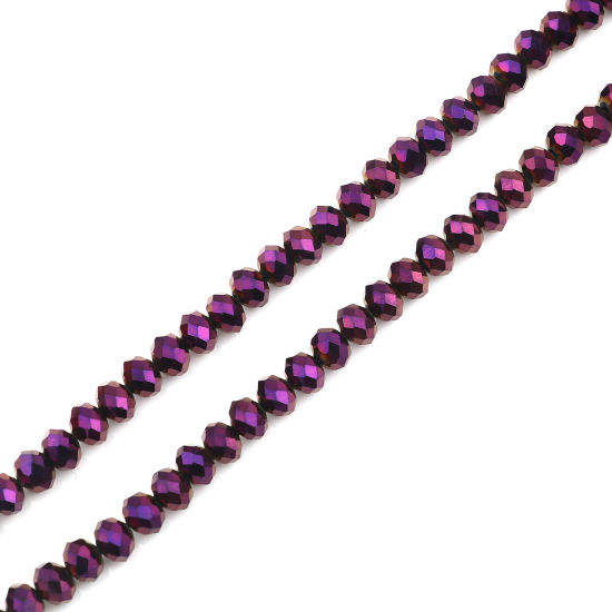 Picture of Glass Beads Round Purple Plating Faceted About 3mm Dia, Hole: Approx 0.8mm, 37cm(14 5/8") - 36.5cm(14 3/8") long, 5 Strands (Approx 138 PCs/Strand)