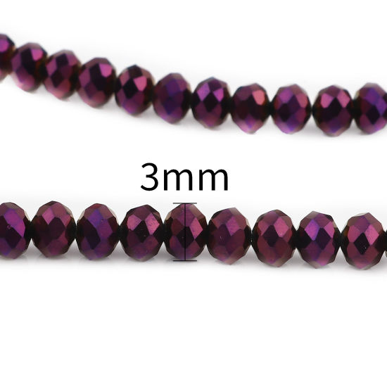 Picture of Glass Beads Round Purple Plating Faceted About 3mm Dia, Hole: Approx 0.8mm, 37cm(14 5/8") - 36.5cm(14 3/8") long, 5 Strands (Approx 138 PCs/Strand)