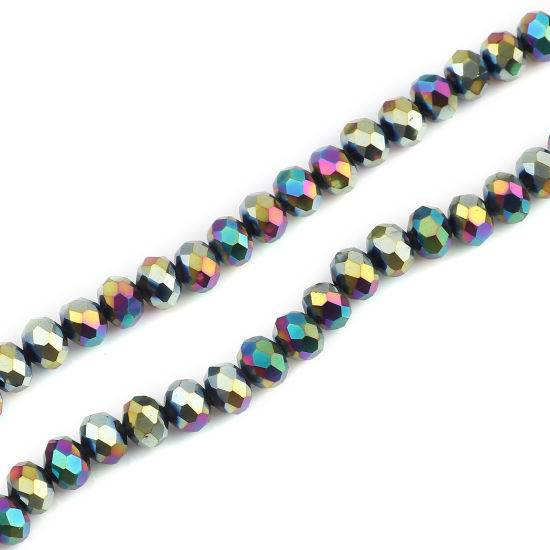 Picture of Glass Beads Round Multicolor Plating Faceted About 4mm Dia, Hole: Approx 1mm, 51cm(20 1/8") - 49.5cm(19 4/8") long, 5 Strands (Approx 138 PCs/Strand)