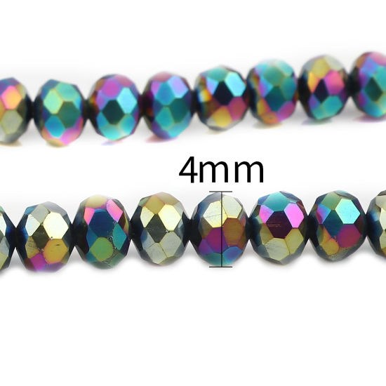 Picture of Glass Beads Round Multicolor Plating Faceted About 4mm Dia, Hole: Approx 1mm, 51cm(20 1/8") - 49.5cm(19 4/8") long, 5 Strands (Approx 138 PCs/Strand)