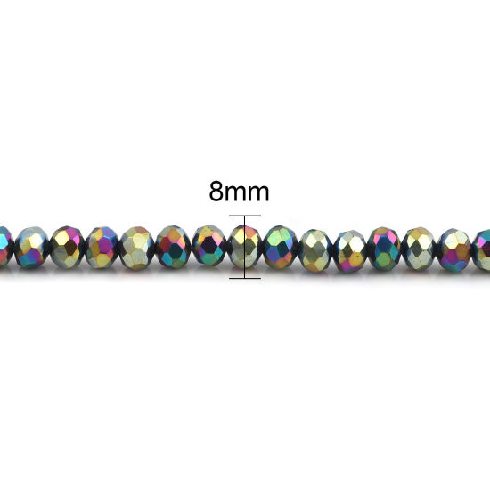 Picture of Glass Beads Round Multicolor Plating Faceted About 8mm Dia, Hole: Approx 1.4mm, 42cm(16 4/8") - 41cm(16 1/8") long, 2 Strands (Approx 68 PCs/Strand)