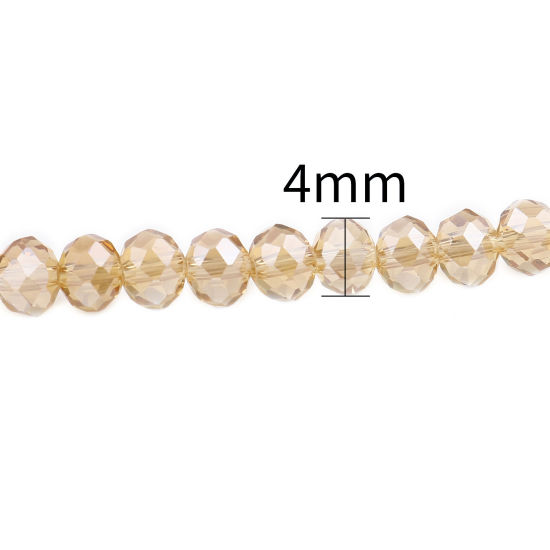 Bild von Glas Perlen Rund Sektfarben AB Farbe Plattiert Facettiert ca. 4mm D., Loch: 0.9mm, 49.5cm - 48.5cm lang, 2 Stränge (ca. 140 Stück/Strang)