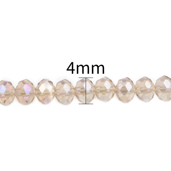 Picture of Glass Beads Round Light Champagne AB Rainbow Color Plating Faceted About 4mm Dia, Hole: Approx 0.9mm, 49.5cm(19 4/8") - 48.5cm(19 1/8") long, 2 Strands (Approx 140 PCs/Strand)