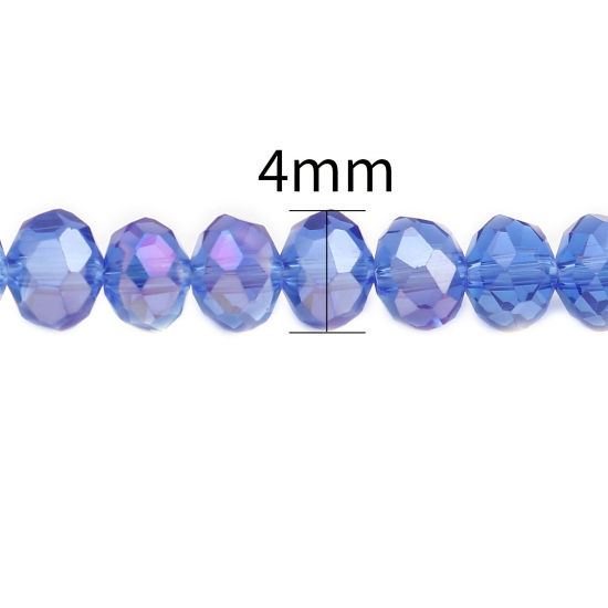 Bild von Glas Perlen Rund Dunkelblau AB Farbe Plattiert Facettiert ca. 4mm D., Loch: 0.9mm, 49.5cm - 48.5cm lang, 2 Stränge (ca. 140 Stück/Strang)