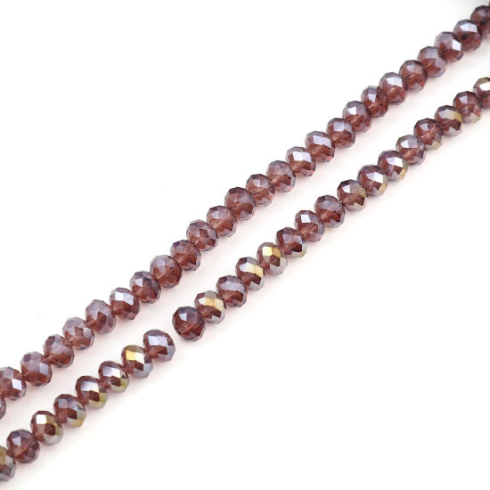 Picture of Glass Beads Round Wine Red AB Rainbow Color Plating Faceted About 4mm Dia, Hole: Approx 0.9mm, 49.5cm(19 4/8") - 48.5cm(19 1/8") long, 2 Strands (Approx 140 PCs/Strand)
