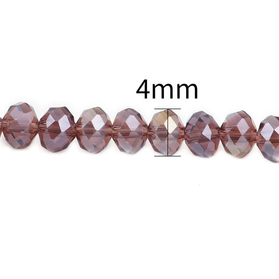 Picture of Glass Beads Round Wine Red AB Rainbow Color Plating Faceted About 4mm Dia, Hole: Approx 0.9mm, 49.5cm(19 4/8") - 48.5cm(19 1/8") long, 2 Strands (Approx 140 PCs/Strand)
