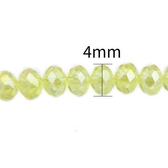 Bild von Glas Perlen Rund Zitronengelb AB Farbe Plattiert Facettiert ca. 4mm D., Loch: 0.9mm, 49.5cm - 48.5cm lang, 2 Stränge (ca. 140 Stück/Strang)